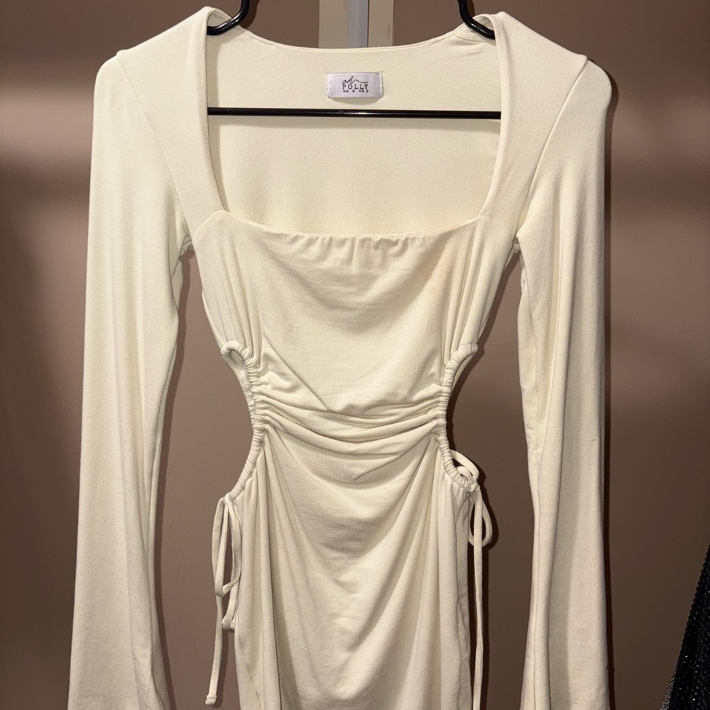 Oh Polly Cream Long Sleeve Dress